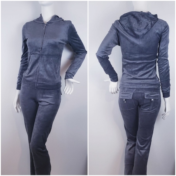 Gray velour hoodie and pant set - Picture 1 of 3